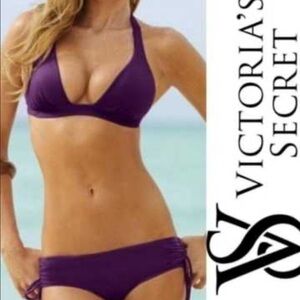 NWOT Victoria's Secret Purple Ruched Sides Bikini Modern Swimwear